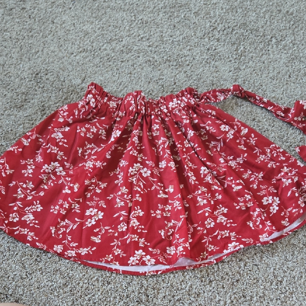 Source Unknown Red Floral Skater Skirt
